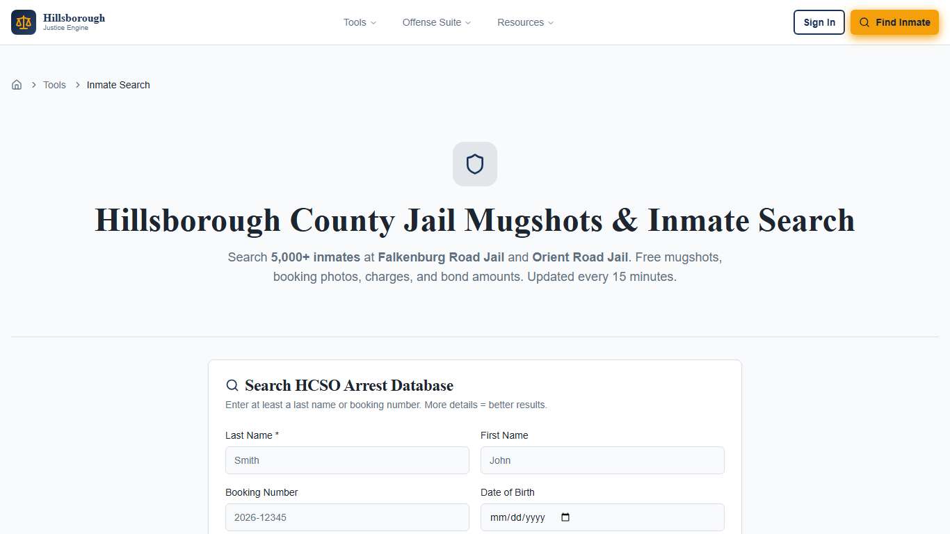 Hillsborough County Jail Mugshots & Inmate Search Free HCSO Lookup